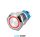 Fém vízálló nyomógomb piros gyűrű megvilágítással 12V 12x12x7.3mm