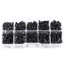   Hengeres fejű belső kulcsnyílású csavar készlet 280 db DIN 912 12.9 DSB fekete M3