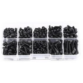   Hengeres fejű belső kulcsnyílású csavar készlet 240 db DIN 912 12.9 DSB fekete M3