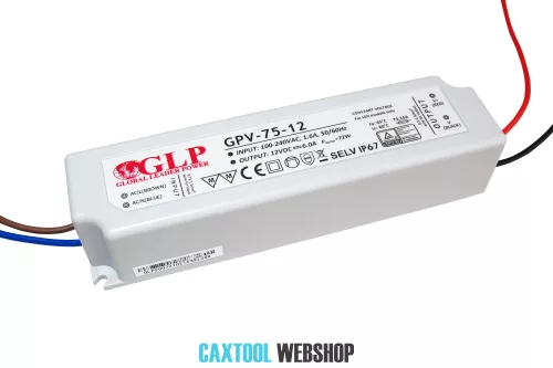 GLP műanyag LED tápegység GPV-75-12 75W 12V 6A