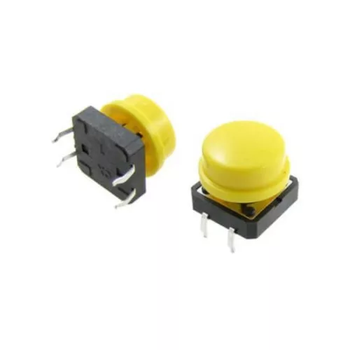 12x12x7.3mm nyomógomb mikrokapcsoló sárga kupakkal