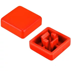 Szögletes kupa nyomógombhoz piros 12x12x7.3mm
