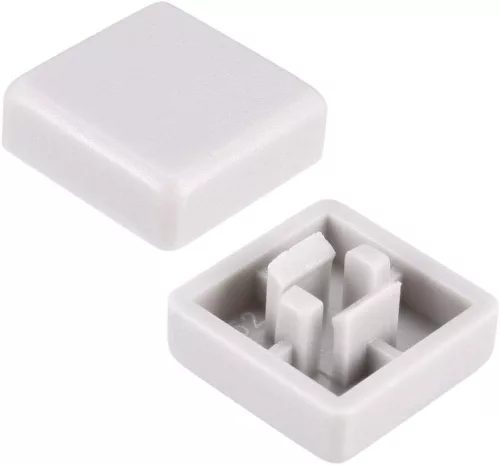Szögletes kupak nyomógombhoz fehér 12x12x7.3mm