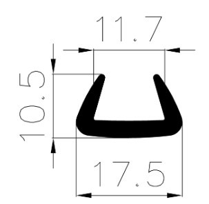 Szilikon élvédő "U" profil 17,5x11,7x10,5 mm fehér