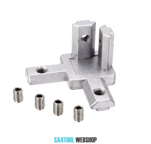 B6 3 irányú sarokcsatakozó 20 x 20 mm, 3D, 6-os horonyhoz