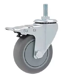 Ipari kerék forgó, fékkel, menetes csapszeggel 100x32 mm, 300 kg/4 kerék, M12, Zinc plated