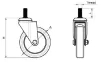 Ipari kerék forgó, menetes csapszeggel 100x32 mm, 300 kg/4 kerék, M12, Zinc plated